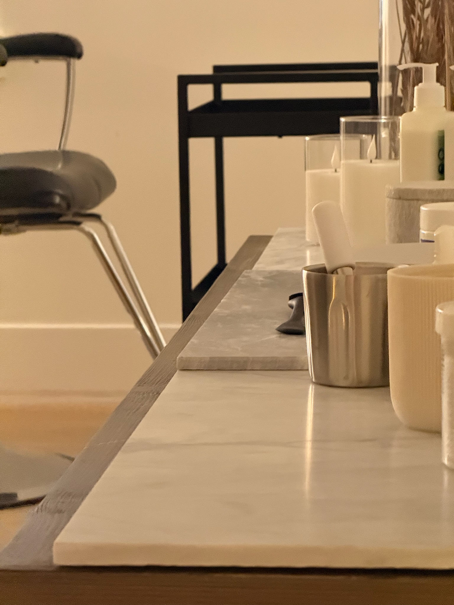 Prepared surface — candles, dispensers, marble